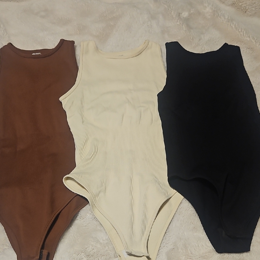 Lot Of Tank Bodysuits- Brown, Cream, and Black